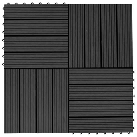 Greatstore Terasové dlaždice z dřevoplastu 11 ks 30 x 30 cm 1 m2 černé