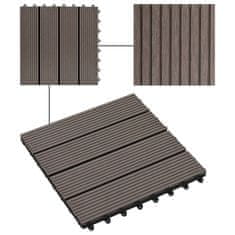 shumee Terasové dlaždice z dřevoplastu 11 ks 30x30 cm 1 m2 tmavě hnědé