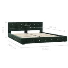 Greatstore Rám postele zelený samet 140 x 200 cm