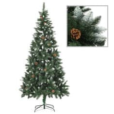 shumee Umělý vánoční strom vidaXL se šiškami a bílými třpytkami 210 cm