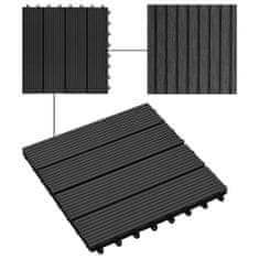 Greatstore 22 ks terasové dlaždice 30 x 30 cm 2 m2 WPC černé