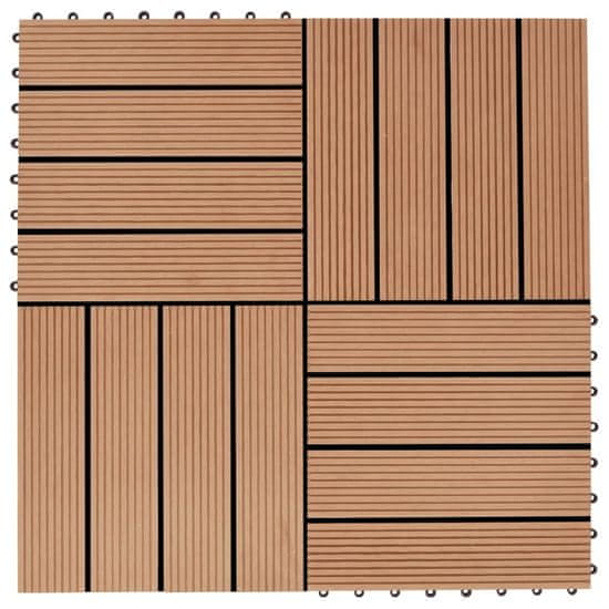 shumee Terasové dlaždice z dřevoplastu 11 ks 30x30 cm 1 m2 odstín teak
