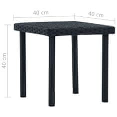 Greatstore Zahradní čajový stolek černý 40 x 40 x 40 cm polyratan
