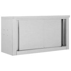 Greatstore Nástěnná kuchyňská skříň s posuvnými dveřmi 90x40x50 cm nerez