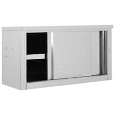 Greatstore Nástěnná kuchyňská skříň s posuvnými dveřmi 90x40x50 cm nerez