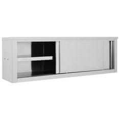Greatstore Nástěnná kuchyňská skříň s posuvnými dveřmi 150x40x50 cm nerez