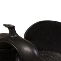 Greatstore Westernové sedlo pro koně, set, pravá kůže 16" černé