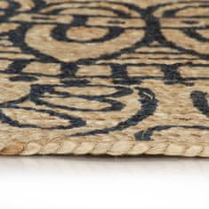 Vidaxl Ručně vyrobený koberec z juty s tmavě modrým potiskem 90 cm