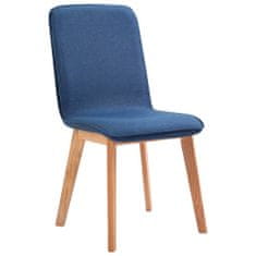 Greatstore Jídelní židle 4 ks modré textil a masivní dubové dřevo