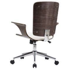 Greatstore Otočná kancelářská židle bílá umělá kůže ohýbané dřevo
