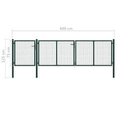 Vidaxl Zahradní plotová brána ocel 400 x 75 cm zelená