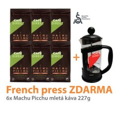 Cafédirect 6x BIO Machu Picchu mletá káva 227g + French Press 350ml