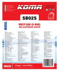 KOMA SB02S - Sáčky do vysavače Electrolux Multi Bag textilní - kompatibilní se sáčky typu S-bag, 4ks