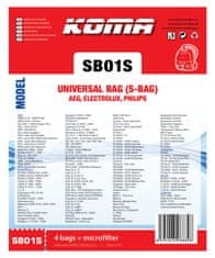 KOMA SB01S - Sáčky do vysavače Electrolux Universal Bag textilní - kompatibilní se sáčky typu S-bag, 4ks