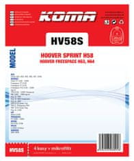 KOMA HV58S - Sáčky do vysavače Hoover Sprint H58, textilní, 4ks