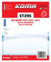 KOMA ET29S - Sáčky do vysavače ETA Silent 1471 textilní, 4ks