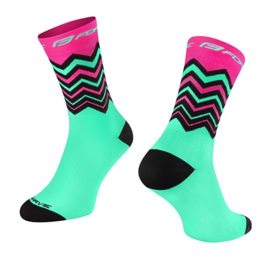 Force Cyklistické ponožky Wave, růžovo-tyrkysové - velikost L/XL (42-46)