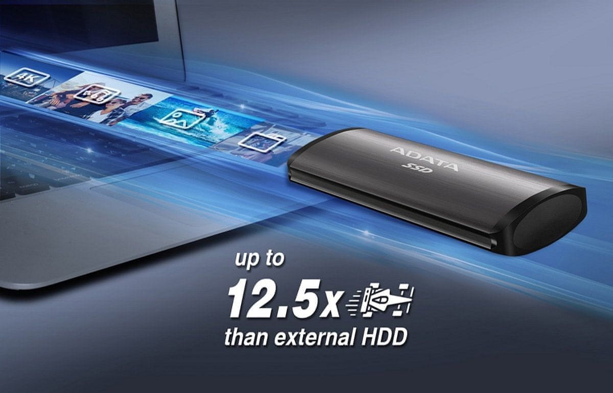 Adata SE760 512 GB, černá (ASE760-512GU32G2-CBK) 9,5 mm silné tělo USB 3.2 Gen 2