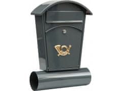 Vorel Poštovní schránka se stříškou oblou + zásobník na noviny 480x280x80mm šedá