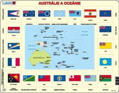 LARSEN  Puzzle Austrálie a Oceánie - mapa a vlajky 70 dílků