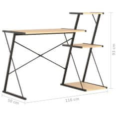 Vidaxl Psací stůl s poličkami černý a dubový odstín 116 x 50 x 93 cm