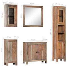 Greatstore 5dílný set koupelnového nábytku masivní akáciové dřevo