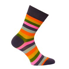 OXSOX dámské barevné bavlněné pruhované ponožky bez gumiček 34097 3-pack, 39-42