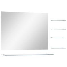 Greatstore Nástěnné zrcadlo s 5 poličkami stříbrné 80 x 60 cm