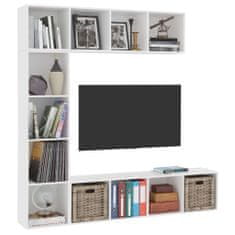 Greatstore 3dílná TV skříňka a knihovna bílá 180 x 30 x 180 cm