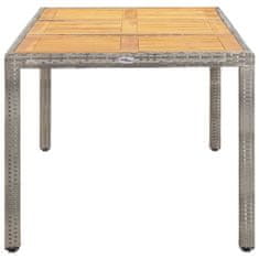 Vidaxl Zahradní stůl šedý 190 x 90 x 75 cm polyratan a akáciové dřevo
