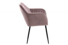 Design Scandinavia Jídelní židle s područkami Ema, samet, růžová / černá