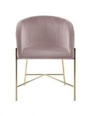 Design Scandinavia Jídelní židle s područkami Nelson, samet, růžová / zlatá