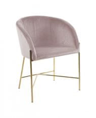 Design Scandinavia Jídelní židle s područkami Nelson, samet, růžová / zlatá