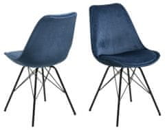 Design Scandinavia Jídelní židle Eris (SET 2ks), samet, modrá