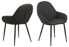 Design Scandinavia Jídelní židle s područkami Candis (SET 2 ks), syntetická kůže, šedá