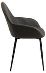 Design Scandinavia Jídelní židle s područkami Candis (SET 2 ks), syntetická kůže, šedá