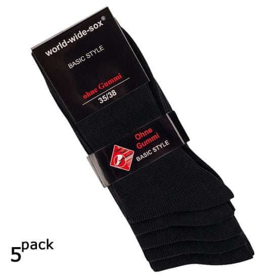RS dámské bavlněné zdravotní černé ponožky 12712 5-pack