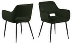 Design Scandinavia Jídelní židle s područkami Ranja (SET 2 ks), textil, olivová