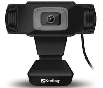 kompaktní webová kamera Sandberg Webcam Saver (333-95) 0,3 megapixelů 30 snímků za sekundu skype messenger usb 2.0 windows xp vista 7 8 8.1 10 nožička pro postavení na stůl mikrofon s vyšší hlasovou kvalitou