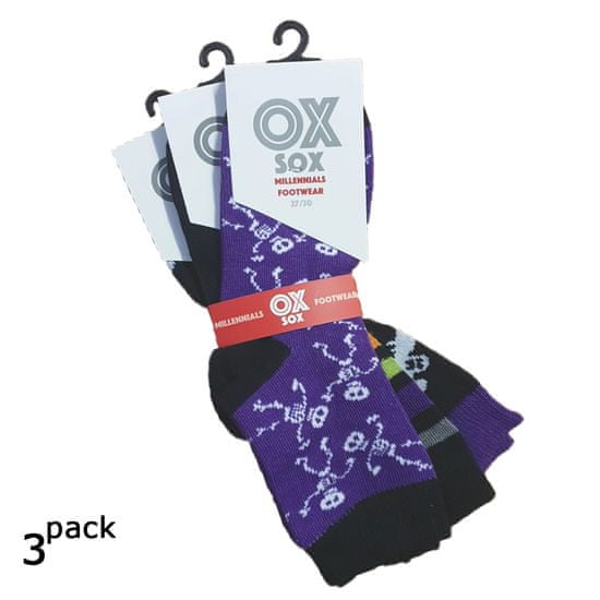 OXSOX Dětské vzorované barevné dívčí i chlapecké ponožky Halloween 34101 3-pack