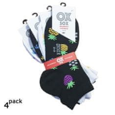 OXSOX dámské barevné veselé kotníkové ponožky ananas a palmy 34114 4-pack, 39-42