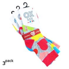 OXSOX Dětské dívčí barevné vzorované bavlněné ponožky 34134 3-pack, 23-26