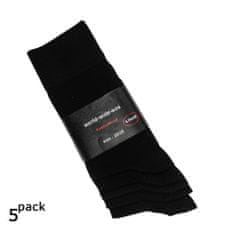 RS dámské i pánské hladké jednobarevné bavlněné černé ponožky 41021 5-pack, 43-46
