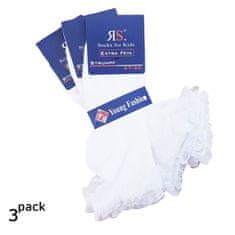 RS dětské dívčí bavlněné bílé letní ponožky s krajkovým lemem 21094 3-pack, 23-26