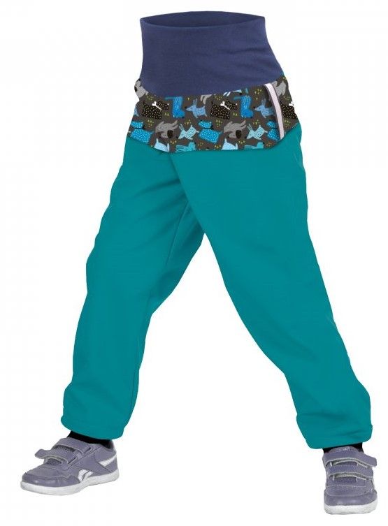 Unuo chlapecké softshellové kalhoty SLIM s fleecem Pejsci 98 - 104 modrá
