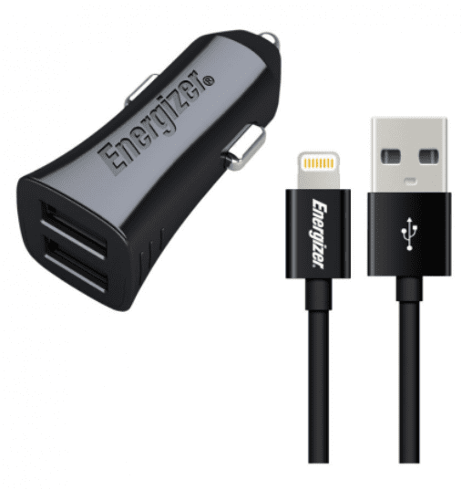 Energizer Nabíječka do auta 2x USB 3,4A s ligthning kabelem černý (DCK2CULI3)