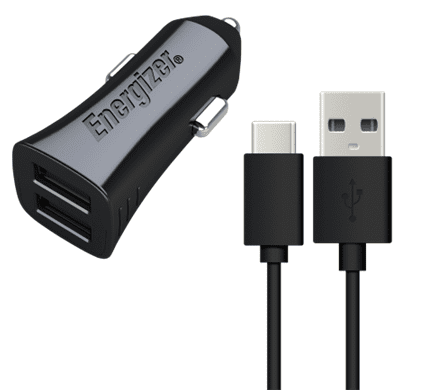 Energizer Nabíječka do auta 2x USB 3,4A s USB-C kabelem (DCA2CUC23)