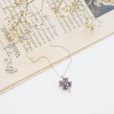 Klenoty Amber Stříbrný náhrdelník čtyřlístek - barvený zirkon