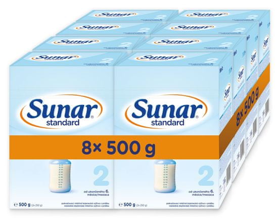 Sunar Standard 2, pokračovací kojenecké mléko, 8x500g