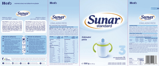 Sunar Standard 3, batolecí mléko, 8x500g